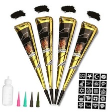 Black Tattoo Cones, Yomagine 4Pcs Black Temporary Tattoo Kit, 100 Natural