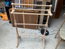 Wooden Freestanding Towel Rail Solid Brown Vintage Retro