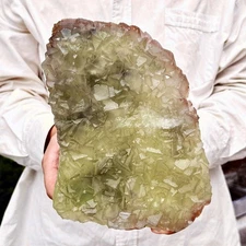 5.67LB Natural green cubic fluorite quartz crystal mineral specimen