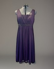 Jessica Howard Evenings Formal Dress Sleeveless Woman's 14 Purple Beaded Waist