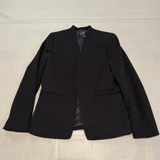 J.Crew Women Black Open Front Collarless Unstructure Preppy Blazer Jacket-6-5952