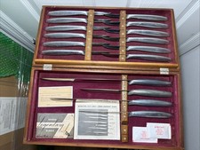 Rare Vintage Gerber Abercrombie & Fitch New York Knife Set 16 Pieces Wood Case