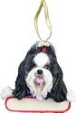 Shih Tzu, Black and White Christmas Ornament