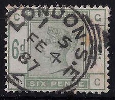 GB 1883 6d green sg194 fine used neat squared cds, small tone spot, good