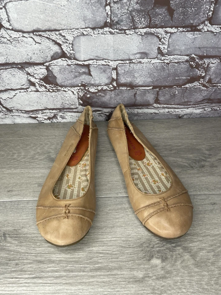 Zapatos planos de ballet de cuero marrón tostado Tamaris bailarinas para mujer talla 39EU/8,5M EE. UU. Foto 4 de 4