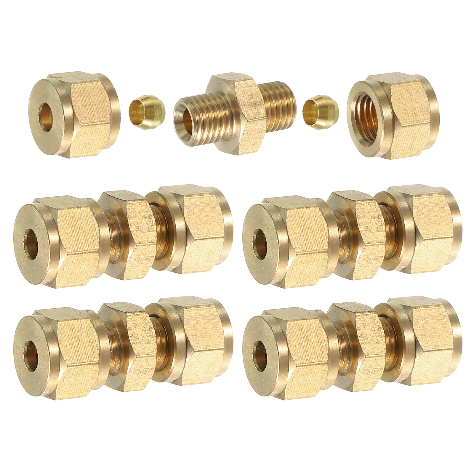 5Pcs Brass Compression Tube Fitting 4mm Tube OD Connector Union