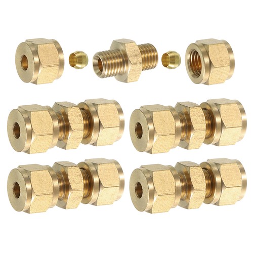 5Pcs Brass Compression Tube Fitting 4mm Tube OD Connector Union