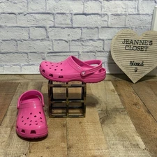 Size 8 CROCS Clogs Women Pink Classic High Shine Shoes Pre Owned