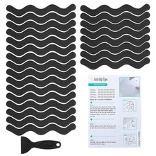 24 Pack S-Shape Bathtub Non Slip Stickers 7.87x0.79 Inch, Black