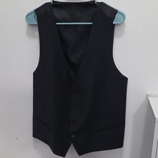 French Eye London Men's Formal Vest Waistcoat Black Solid Size 52 S094-TKY20517