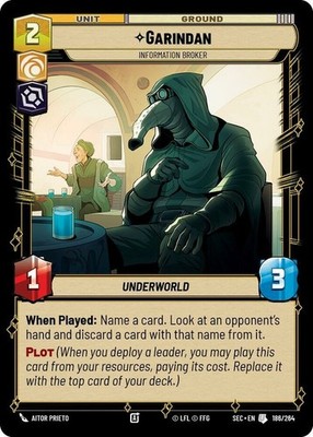 Lightly Played SWU Foil Garindan - Information Broker - Foil Secrets of Power (S