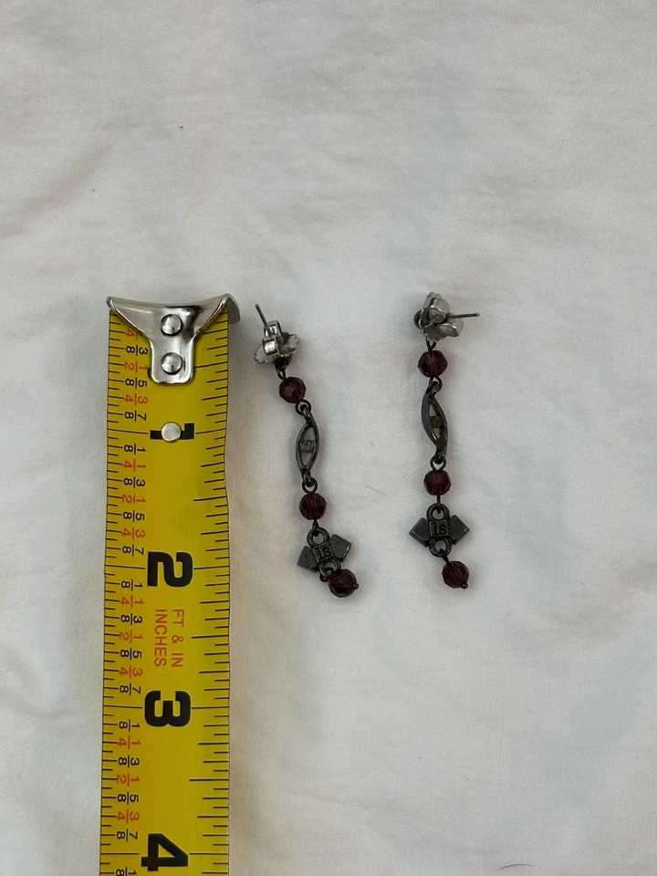 Lia Sophia Grey/Black and Purple Dangly Drop Earrings - Image 3 of 3