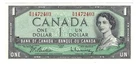 1954 Canada $1 Banknote Beattie-Rasminsky, R/N 1472403, BC-38c (EF) Little Tear