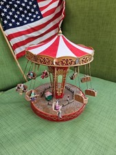 Merry Brite Carousel Revolving State Fair Swing Music Box Mr Christmas Vintage 
