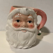 NEW RARE Transpac Pastel Pink Retro Christmas Santa Mug 24 Oz