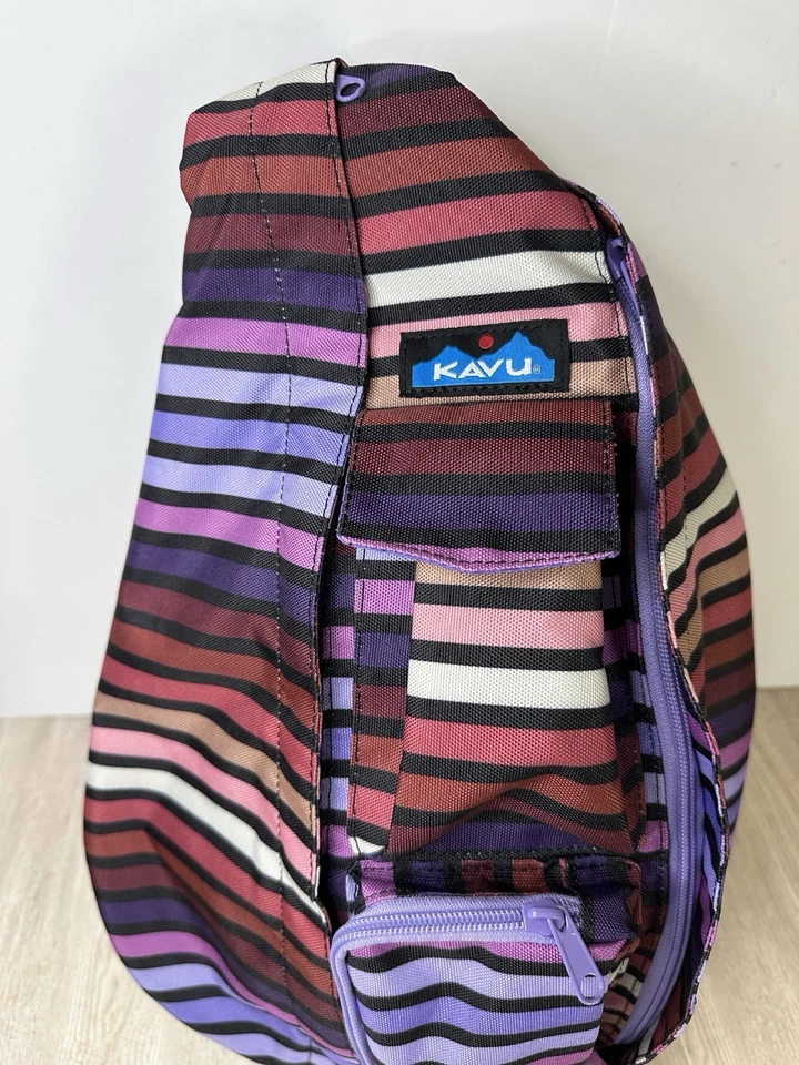 KAVU Mochila Original Cuerda Bandolera Compacta Bolso Senderismo Multicolor Rayas Foto 2 de 4