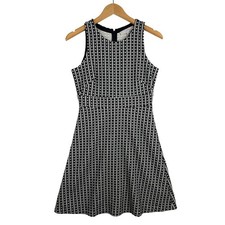 Ann Taylor LOFT Womens Black White Geometric Print Fit & Flare Dress Size 2