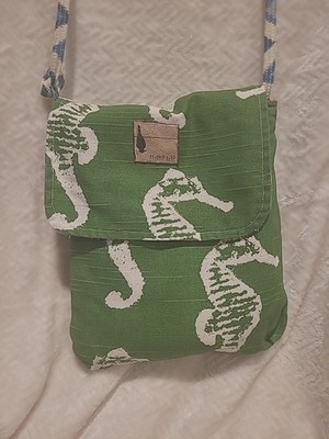 Flipped Bird Reversible Crossbody Purse/Bag Peacock Floral Pattern Cotton Canvas