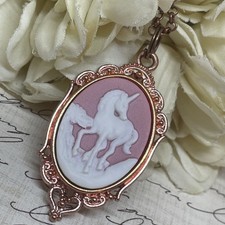 Rose Gold Pink Unicorn Flower Girl Bridesmaids Pendant Necklace Charm Wedding