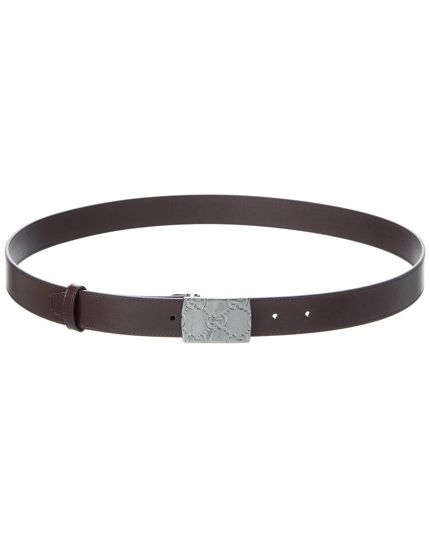 Gucci Rectangular Buckle Leather Belt Mens Brown 110 83990₽