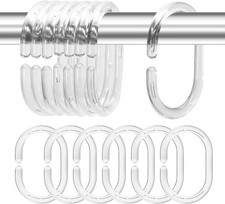 24PCS Shower Curtain Rings,Plastic Shower Curtain Hooks,C-Shaped Rings Clear