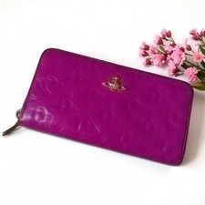 Vivienne Westwood Long Wallet Purple Leather Gold Orb Embossed Used