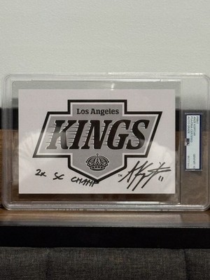 Anze Kopitar signed & inscribed logo card PSA Gem Mint 10