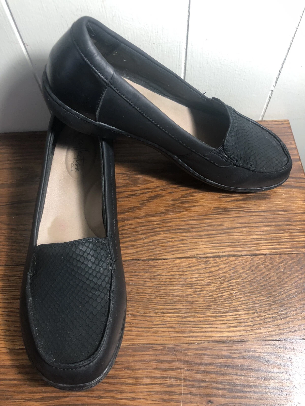 Mocassini slip on in ecopelle nera collezione CLARKS TAGLIA 9 5M