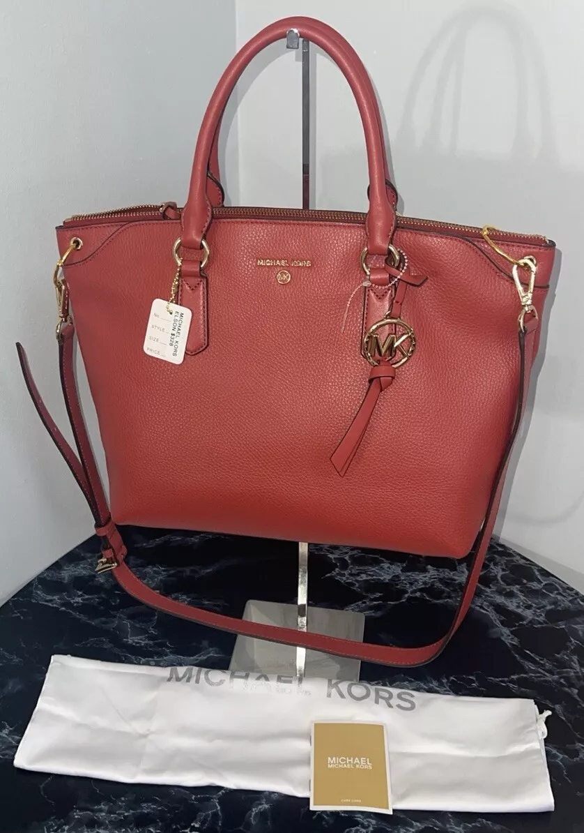MICHAEL KORS Handbag Elson L Convertible Terracotta Leather Satchel AUTHENTIC