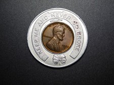 TOKEN 1950 D LINCOLN CENT SAVE AT THE REXALL ONE CENT SALE GOOD LUCK PENNY