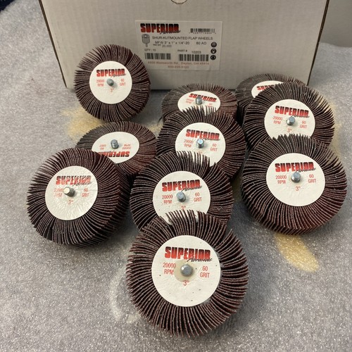 BOX OF 10 Superior 10203 Flap Wheel Mandrel 3" x 1" x 1/4"-20 P60 AO - Picture 6 of 6