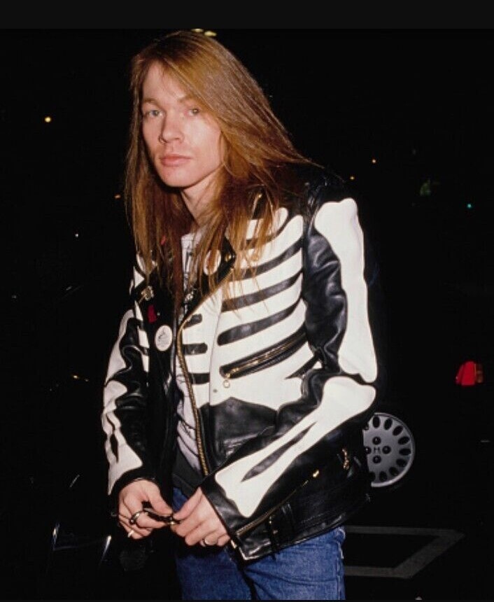 Men&rsquo;s Axl Rose Guns N Roses Skeleton Black Leather Jacket | eBay