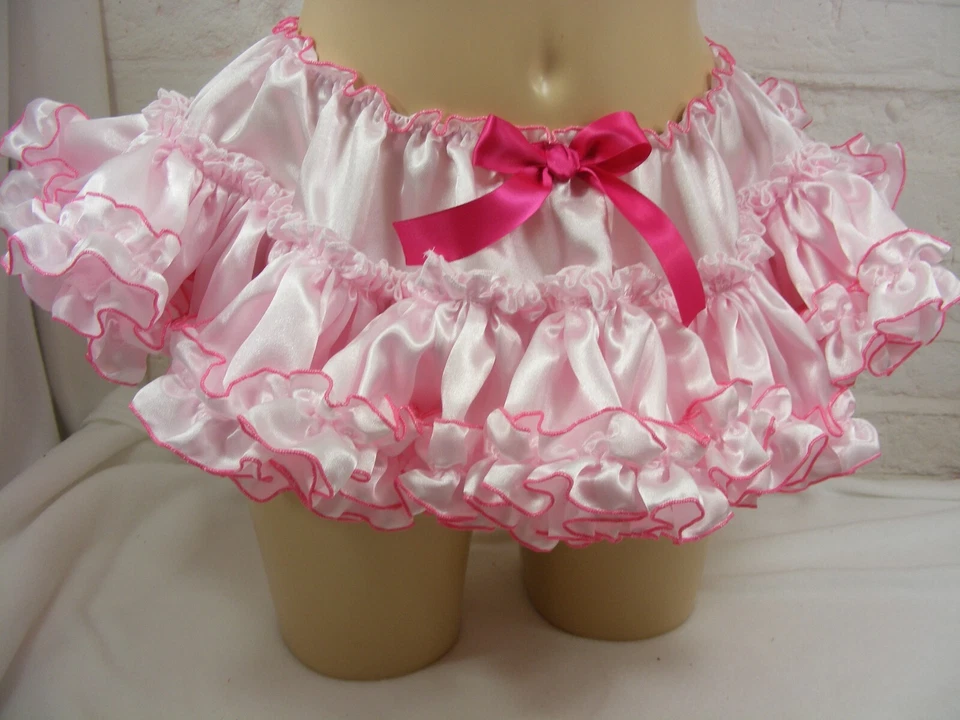 SISSY ADULT BABY FANCY DRESS pink/ cerise SATIN MICRO MINI FRILLY skater SKIRT - Image 2 of 4