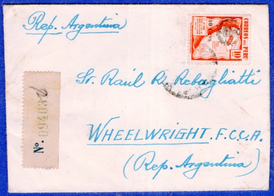 PERU, 1949, RED CROSS, COVER TO ARGENTINA, CABANILLAS CANCEL, VF - Image 2 of 2