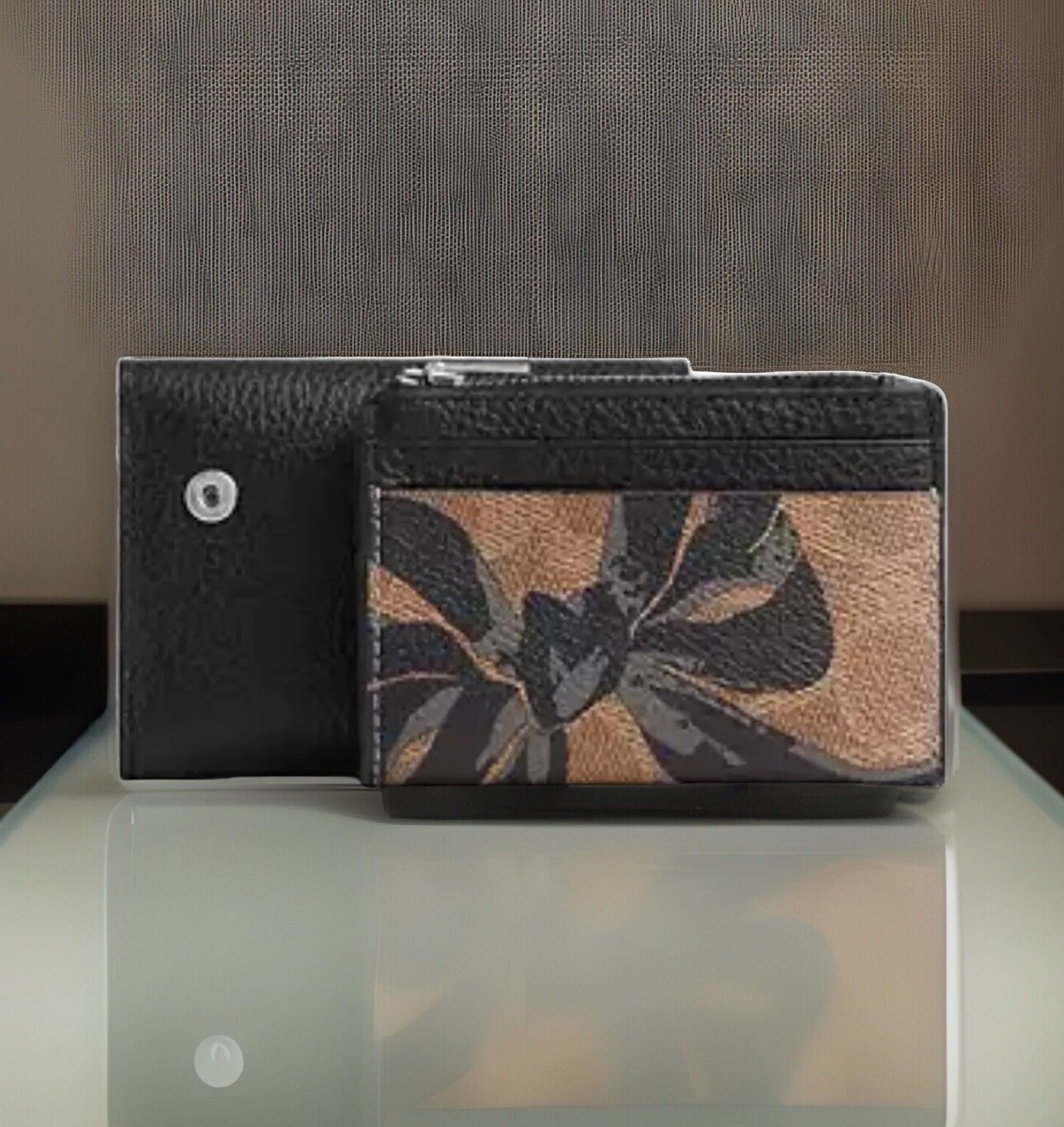 Coach CZ447 Card Holder Wallet In Signature Canvas With Bow