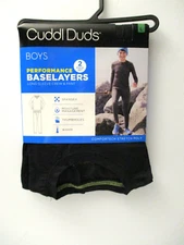 Cuddl Duds boys long underweat set crew top and bottoms size L 12/14 black