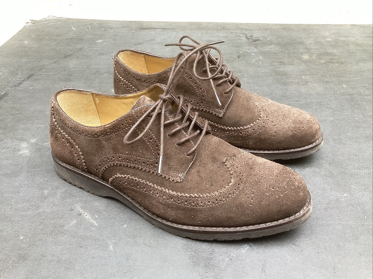 Brooks Brothers Brown Suede Leather Wingtip Oxfords Mens