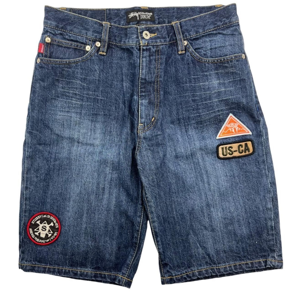 Vintage Stussy Embroidered Patch Denim Shorts / Jorts (Waist 32