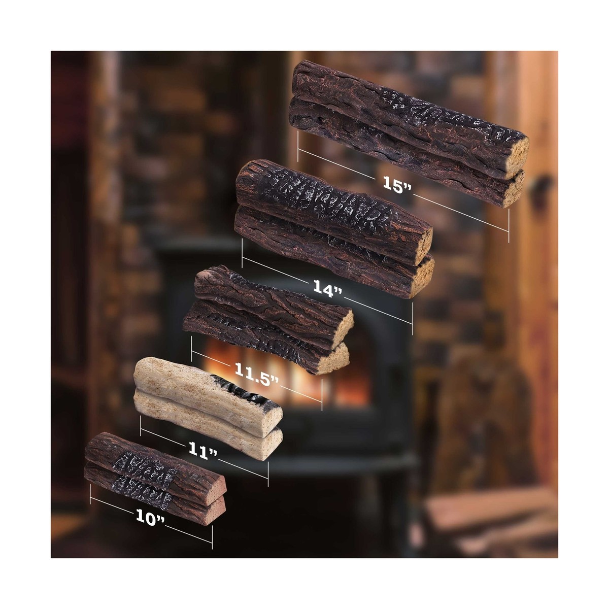 Natural Glo Large Gas Fireplace Logs | 10 Piece Set of Ceramic Wood Logs.  Use... 642709706885 | eBay