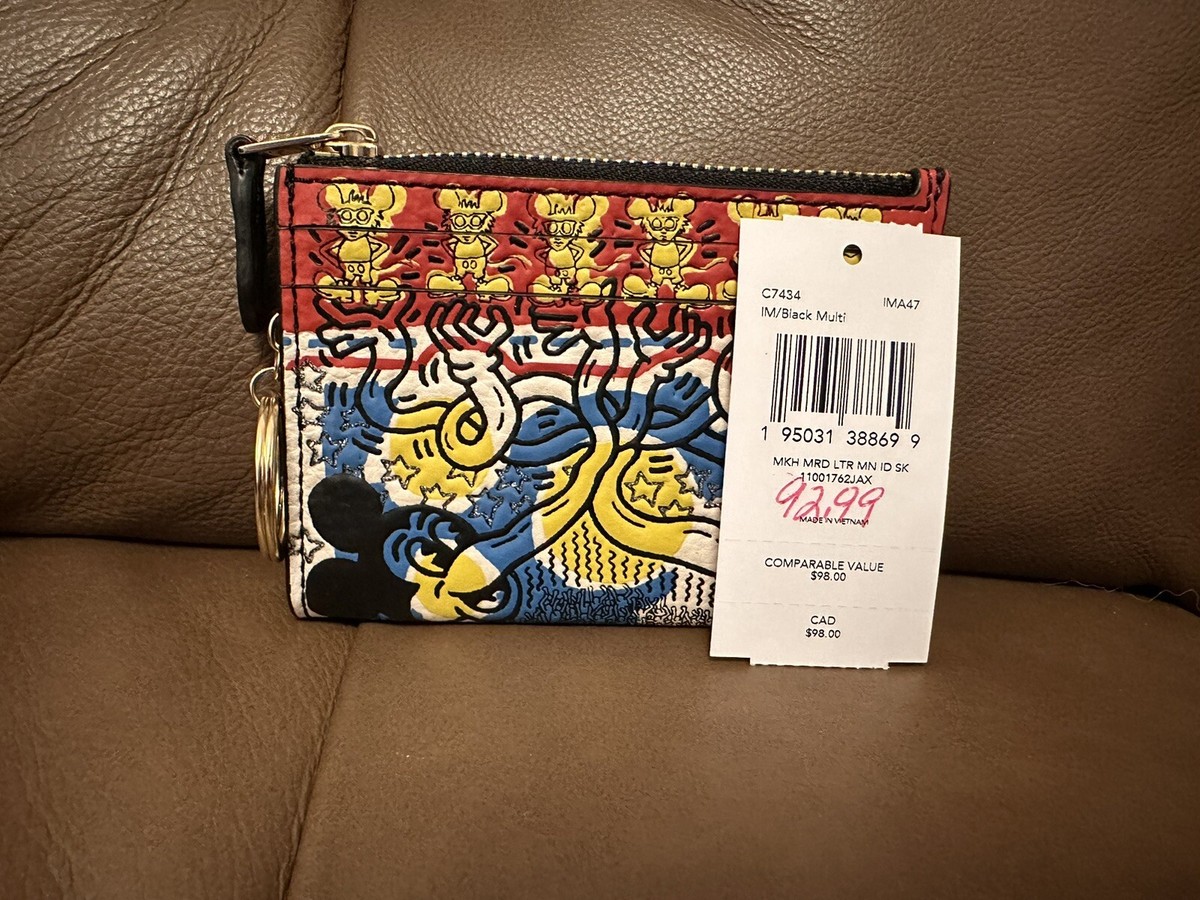 NWT COACH Disney Mickey Mouse X Keith Haring Mini Skinny ID  NWT Coach Disney Mickey Mouse X Keith Haring Mini Skinny Id Case Black C7434 main image 1