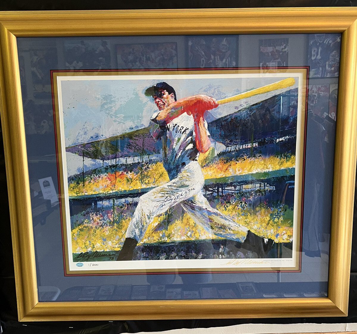 Joe DiMaggio Autographed Signed New York Yankees Lithograph Neiman dual The DiMaggio Cut 1/200 PSA/DNA 