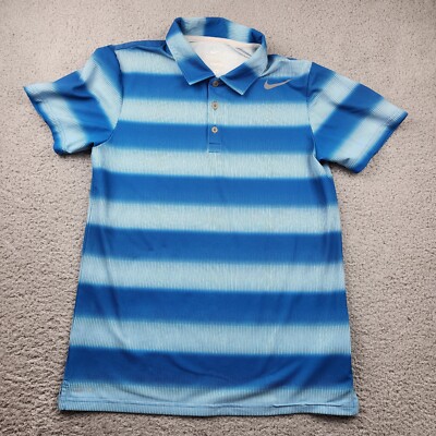 Nike Polo Shirt Mens Small Dri Fit Performance Blue Golf Ombre