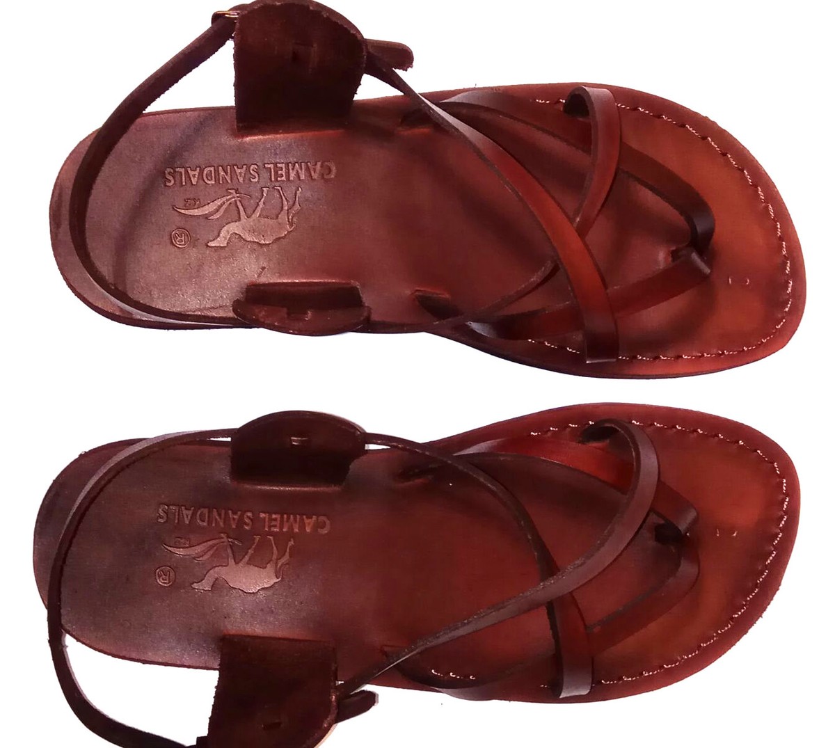 Brauner Ledergladiator Jesus Herren Sandalen Riemen