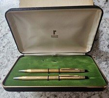 Vintage 1970s Cross Ball Pen Pencil Set w/Box 1/20 12KT Gold Filled Inscribed