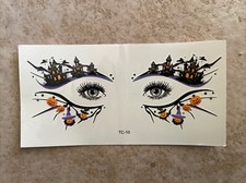 Spooky Fun Halloween Eye Tattoos - Haunted Houses  Pumpkins TC10