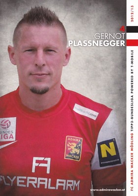 FOOTBALL player card GERNOT PLASSNEGGER team FC ADMIRA WACKER MODLING