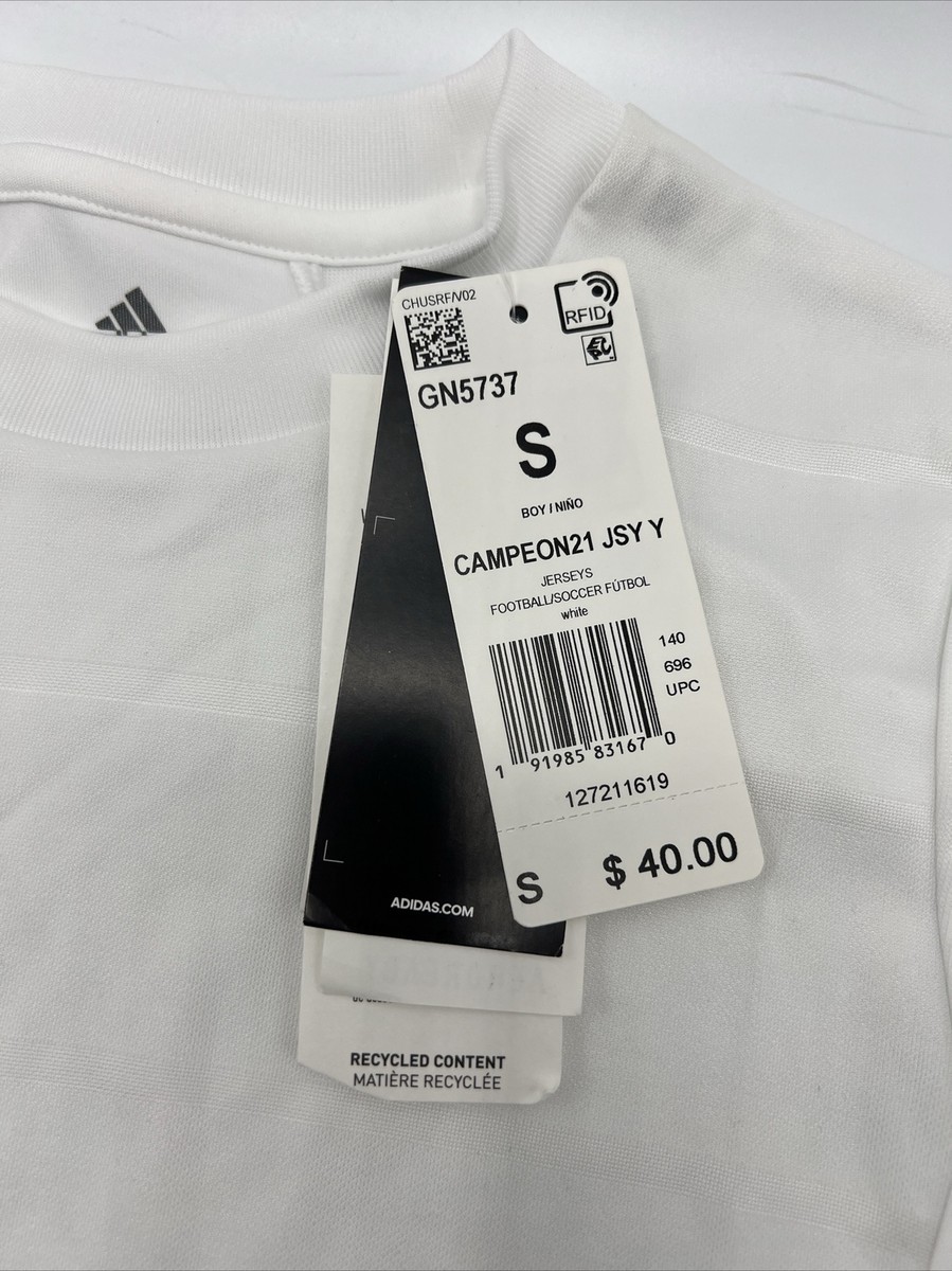 adidas soccer jersey Boys Size Small White Campeon 21 Jersey New
