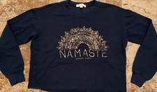 SPIRITUAL GANGSTER NAVY BLUE CROPPED NAMASTE SWEATSHIRT  SIZE S  PREOWNED