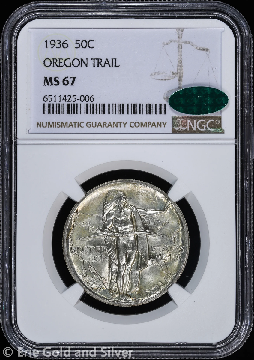 1936 50C Oregon Trail Commem Half Dollar NGC MS 67 CAC