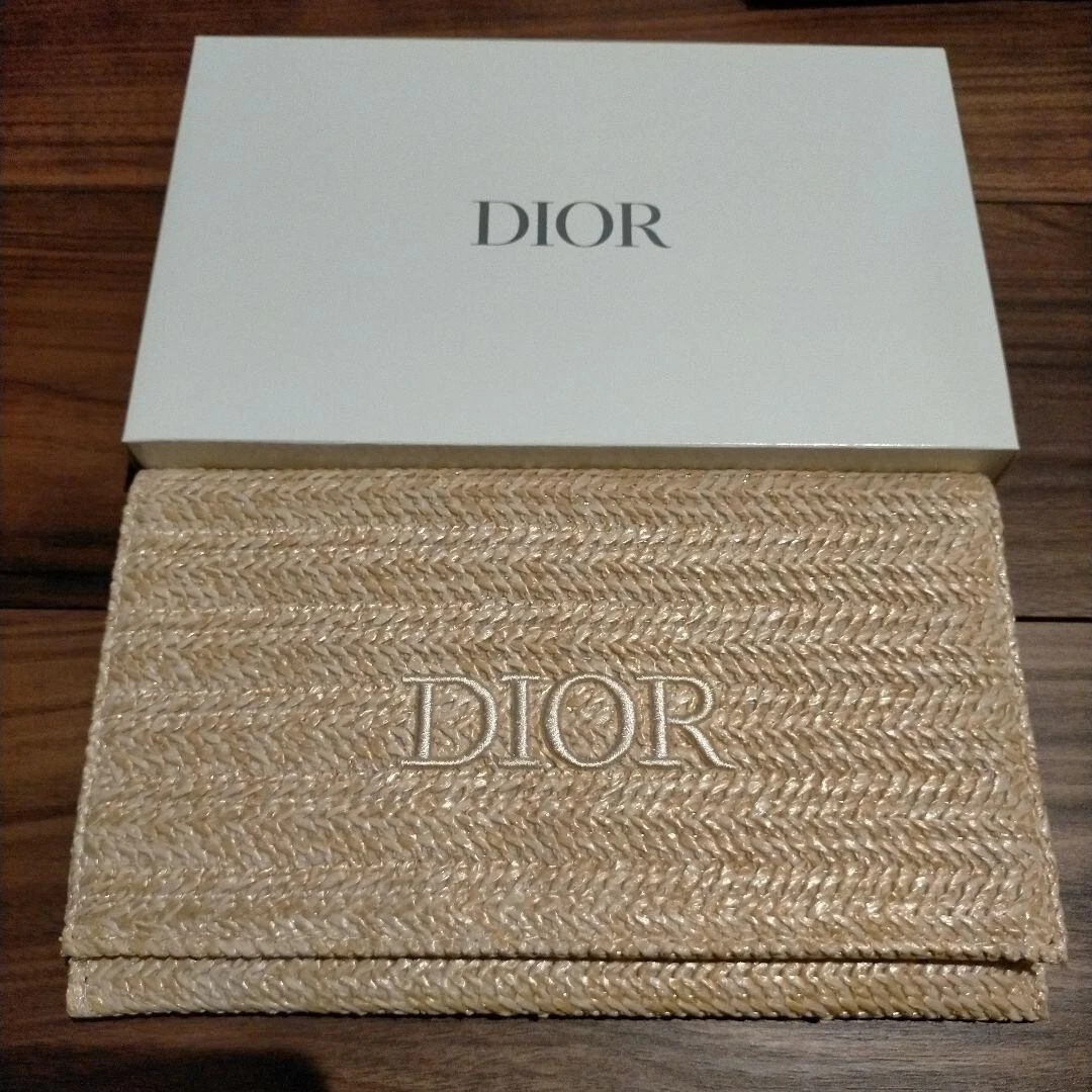 Lot de 3 pochettes d'embrayage Christian Dior 2023 été 14 x 23 x 2,3 cm rotin beige nouveauté